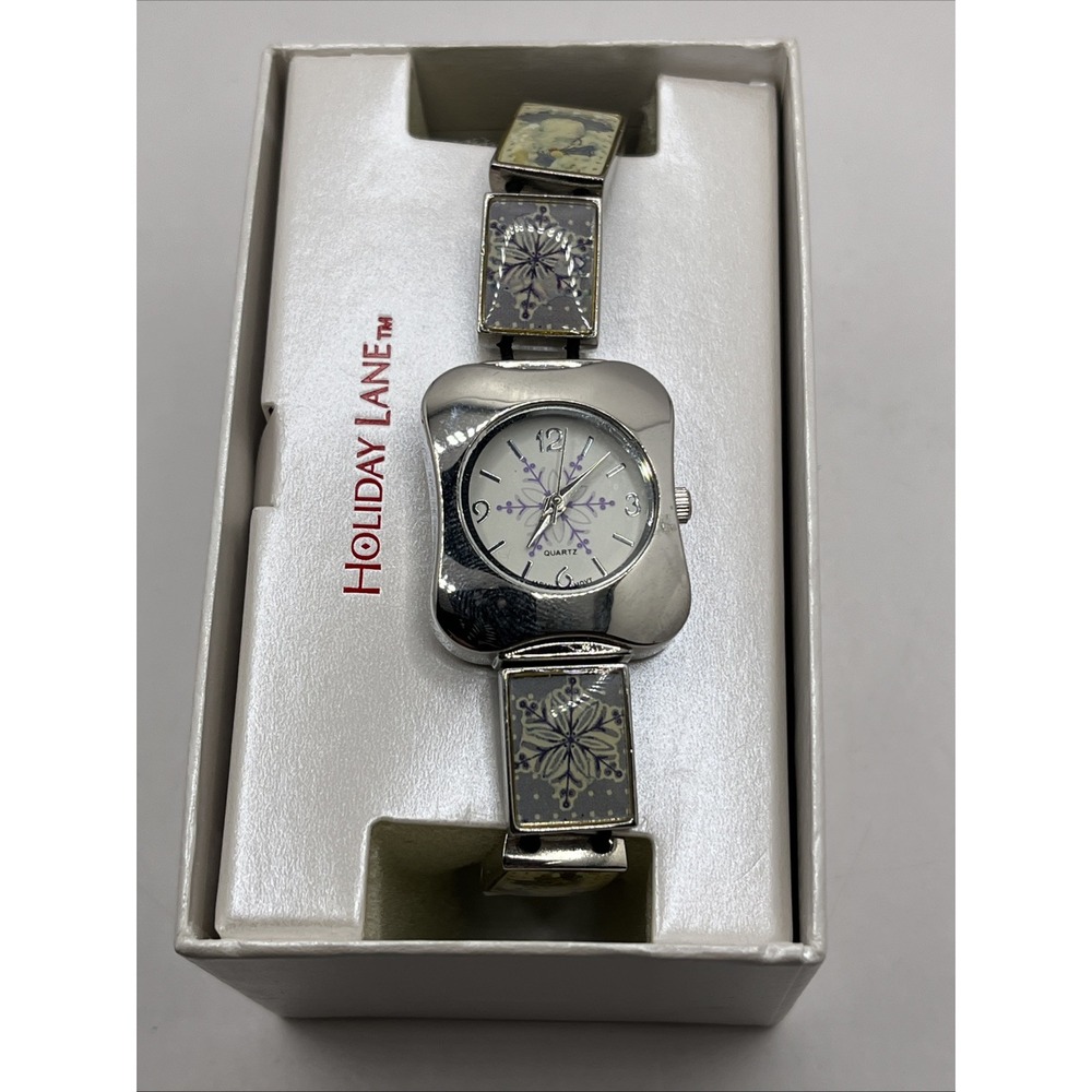 Holiday Lane Snowflake Polar Bear Stretch Band Women's Watch w/ Box- New Battery